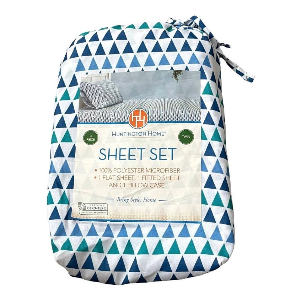 Huntington Home Twin Flat Sheet & Pillow Case Fabric Bag 2pc Set